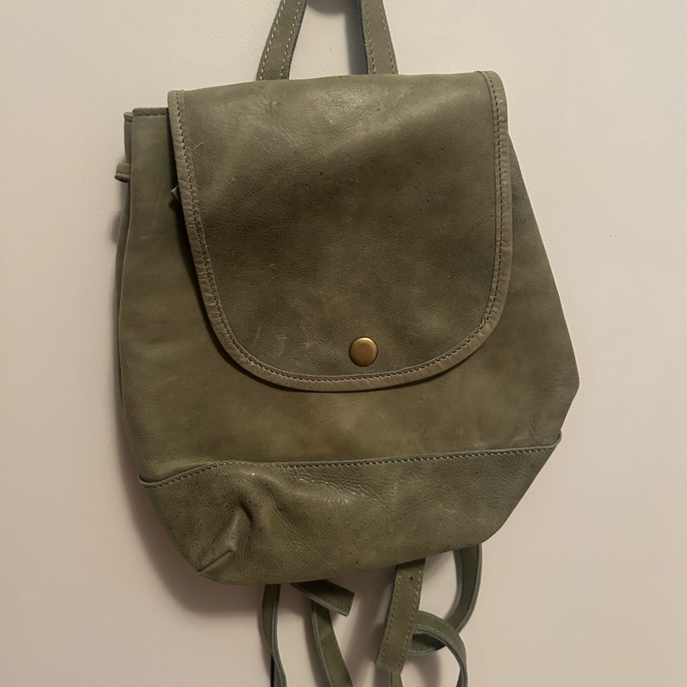 Green Canvas Backpack with Minimalist Design